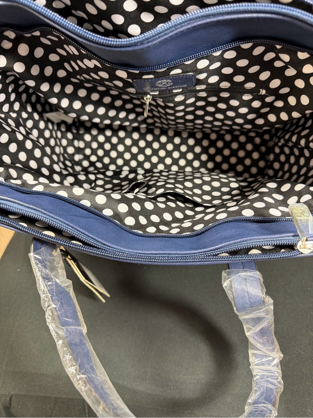 Christian Lacroix Blue Leather Tote with Logo Tag - Picture 9 of 10